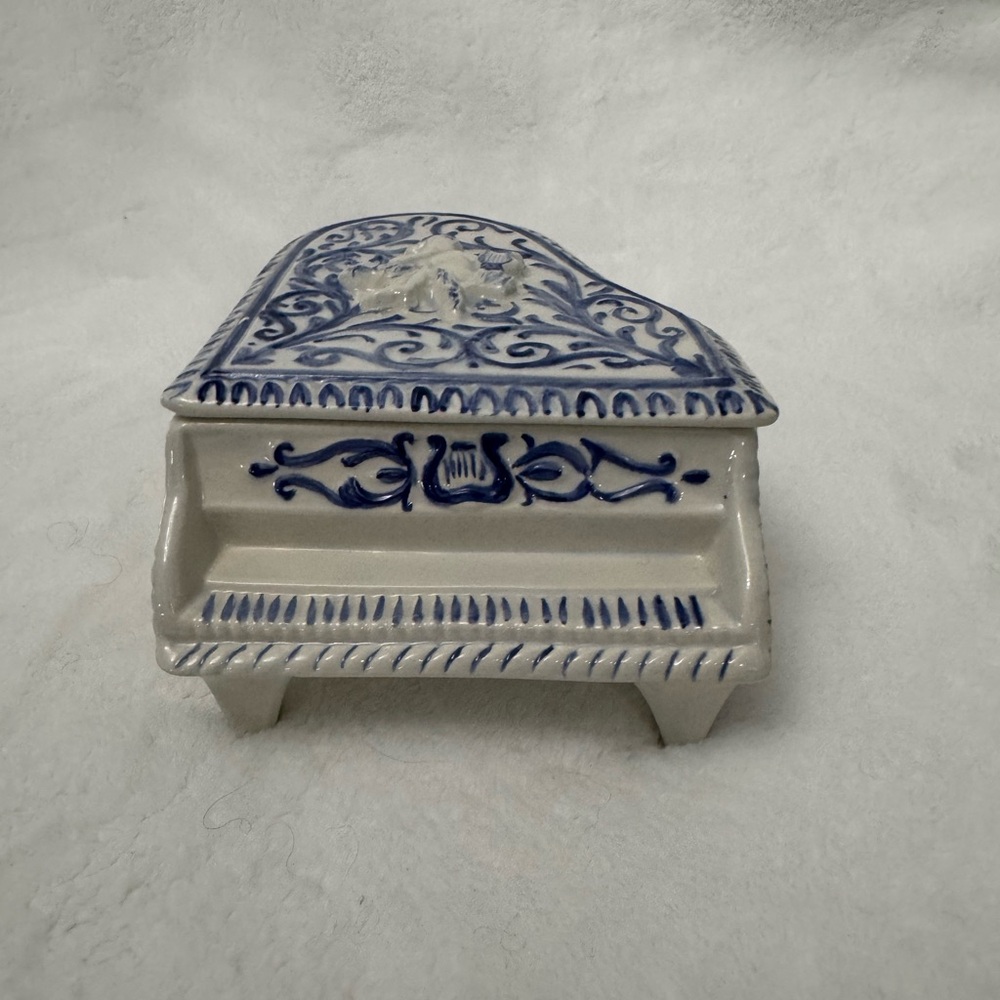 Vintage Blue and White Ceramic Trinket Box